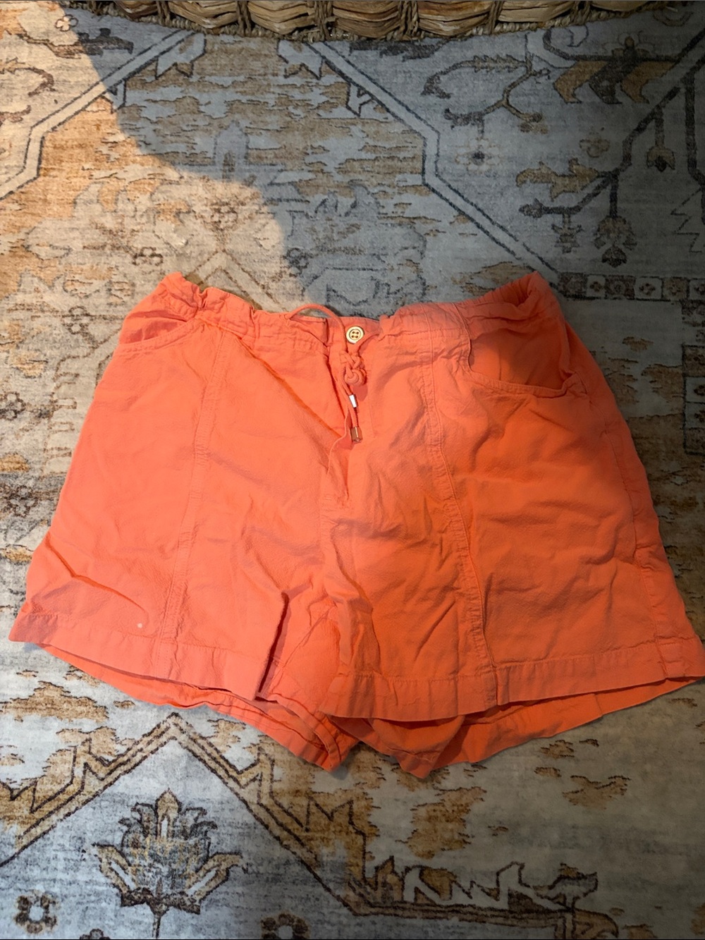 Fashion Bug Coral High-Waist Drawstring Cotton Shorts